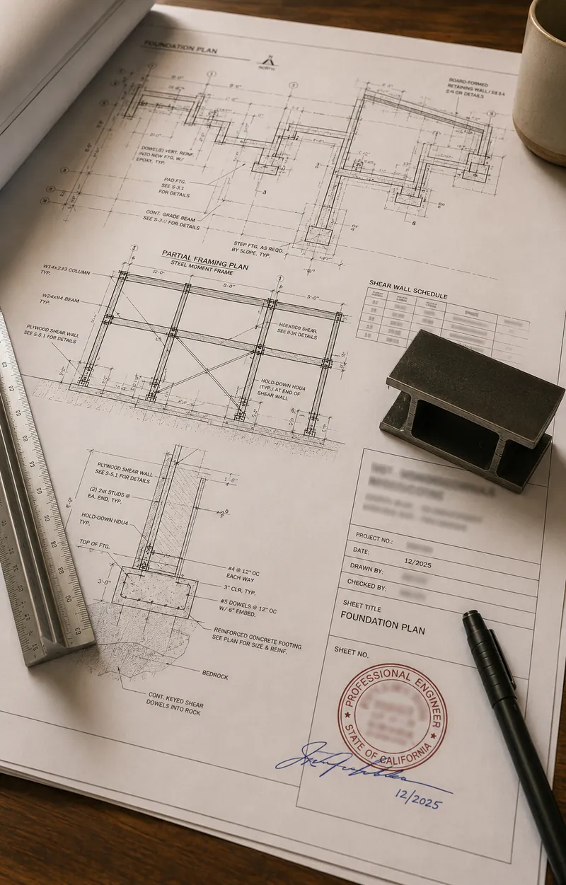 PE-stamped structural drawing set.
